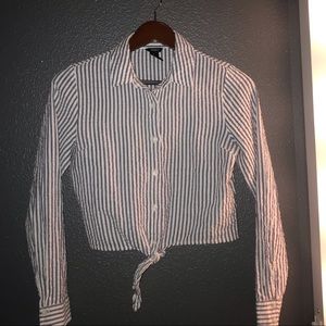 Stripped Button Up Crop Top